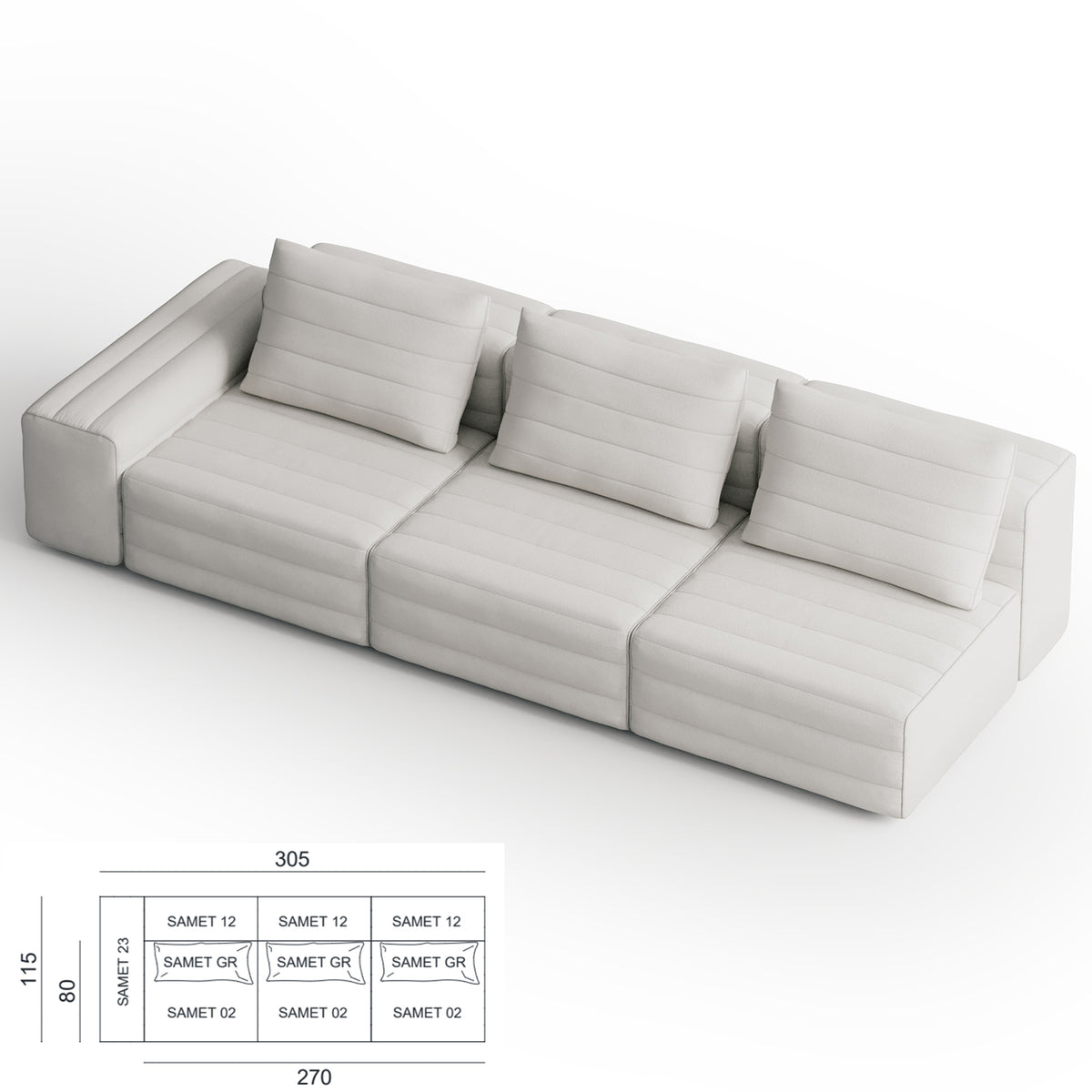 Samet Modular Sofa, Cat C