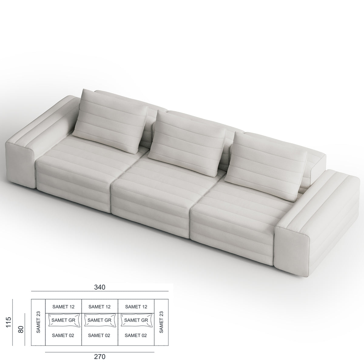 Samet Modular Sofa, Cat C