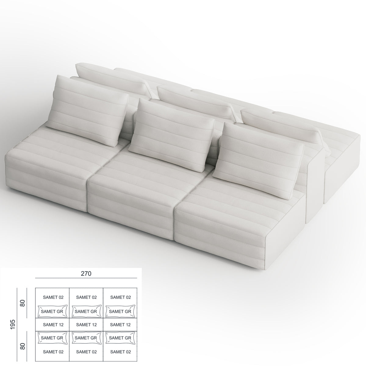 Samet Modular Sofa, Cat C