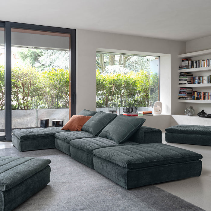 Samet Low Modular Sofa, Tweed