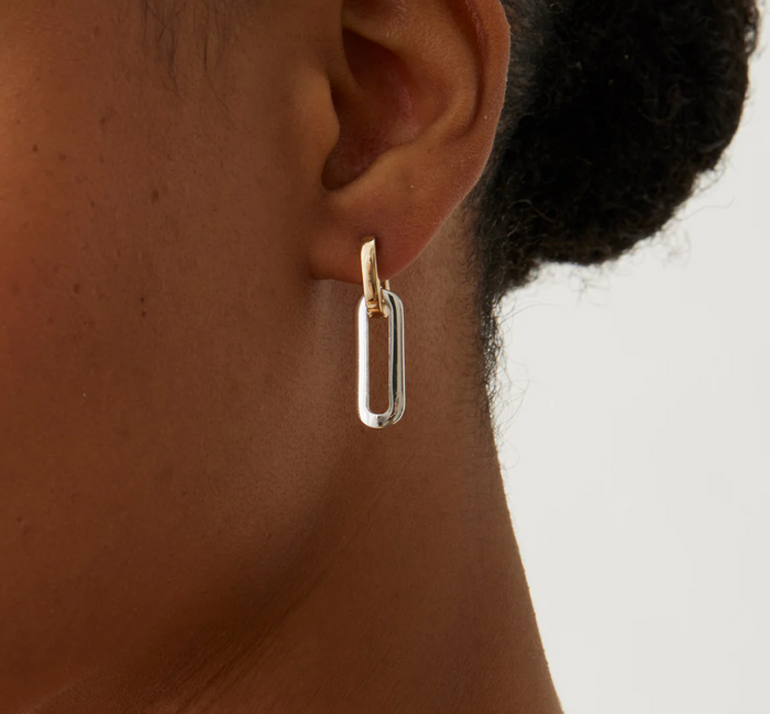 Teeni Detachable Link Earrings, Two Tone