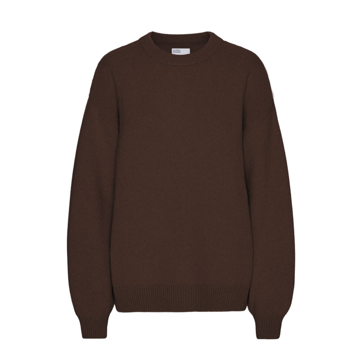 Oversized Merino Wool Crewneck Sweater, Coffee Brown