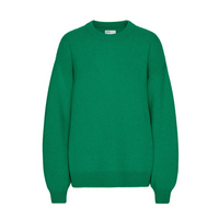 Oversized Merino Wool Crewneck Sweater, Kelly Green
