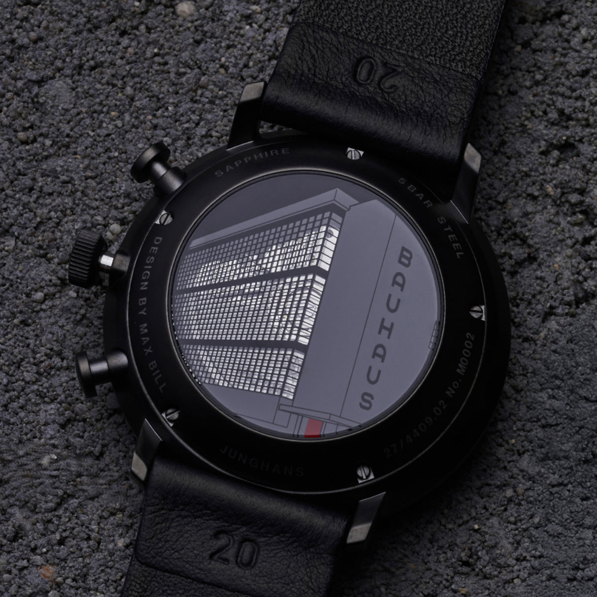 Max Bill Chronoscope Bauhaus Watch, Black 27/4409.02