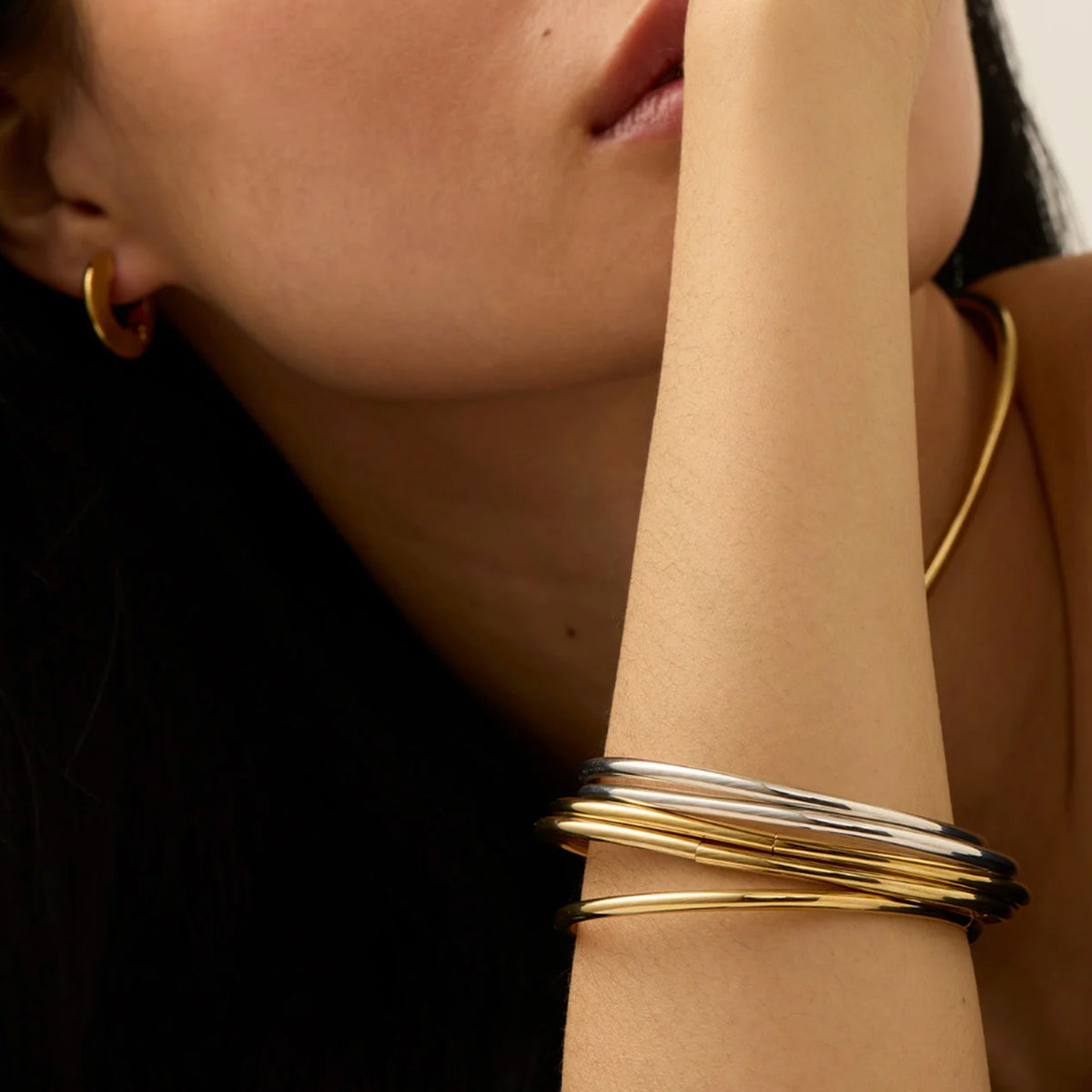 Dane Bangles Set of 5, Two tone