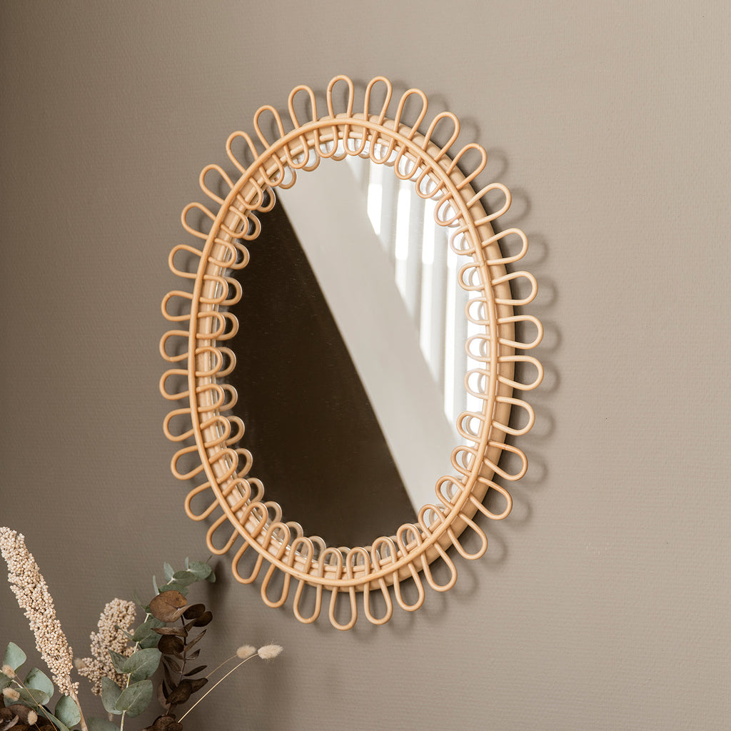 Luella Mirror by Sika Design, Rattan & Wicker Oval Wall Mirror ARIA
