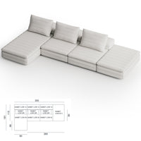 Samet Low Modular Sofa, Tweed