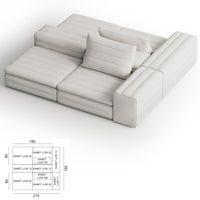 Samet Low Modular Sofa, Tweed