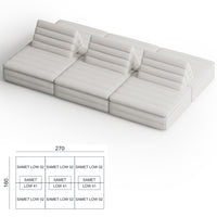 Samet Low Modular Sofa, Tweed