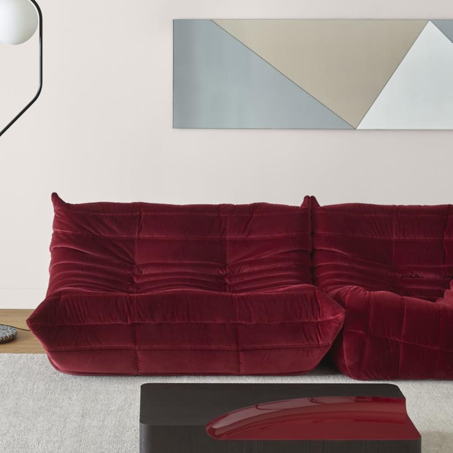 Togo Large Sofa by Ligne Roset, 3-Seater Settee, Phlox Cord Fabric