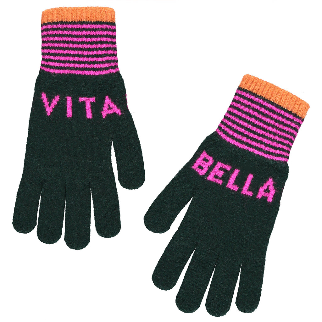 Vita Bella Gloves, Green & Fuschia