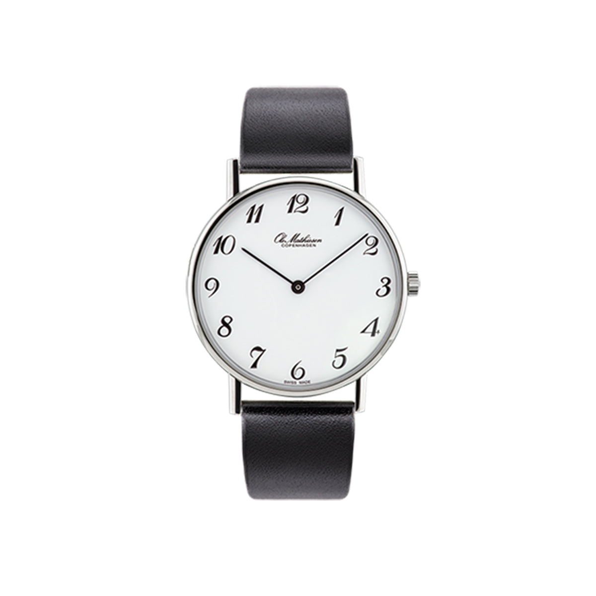 OM3.35Q Watch, Black Leather Strap - Ole Mathiesen