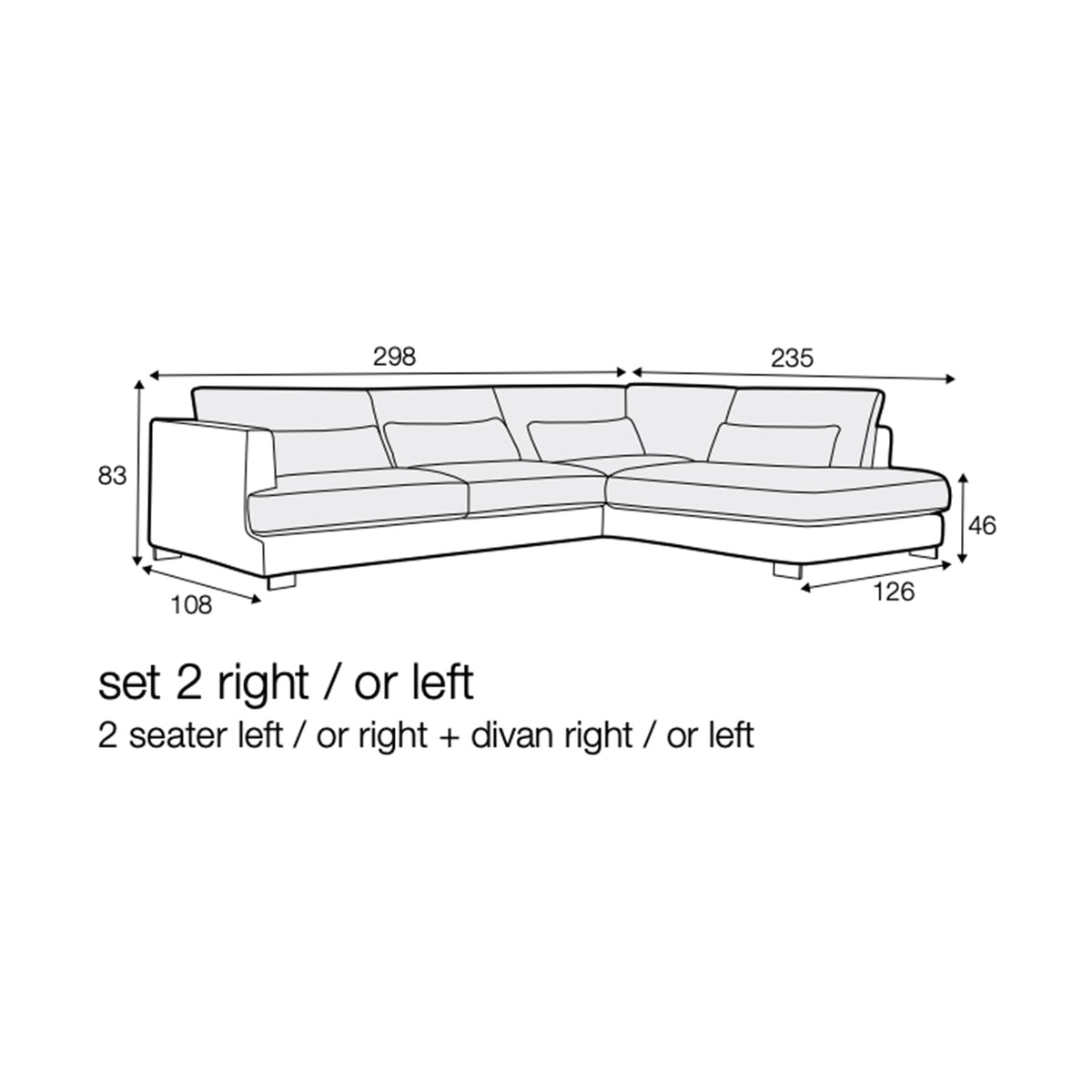 Brandon Set 2 Corner Sofa, Natural