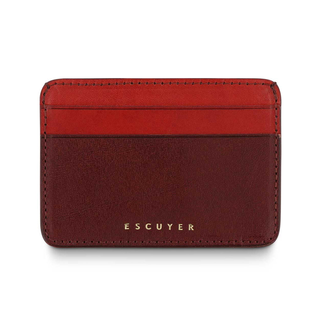 Leather Cardholder, Burgundy Red