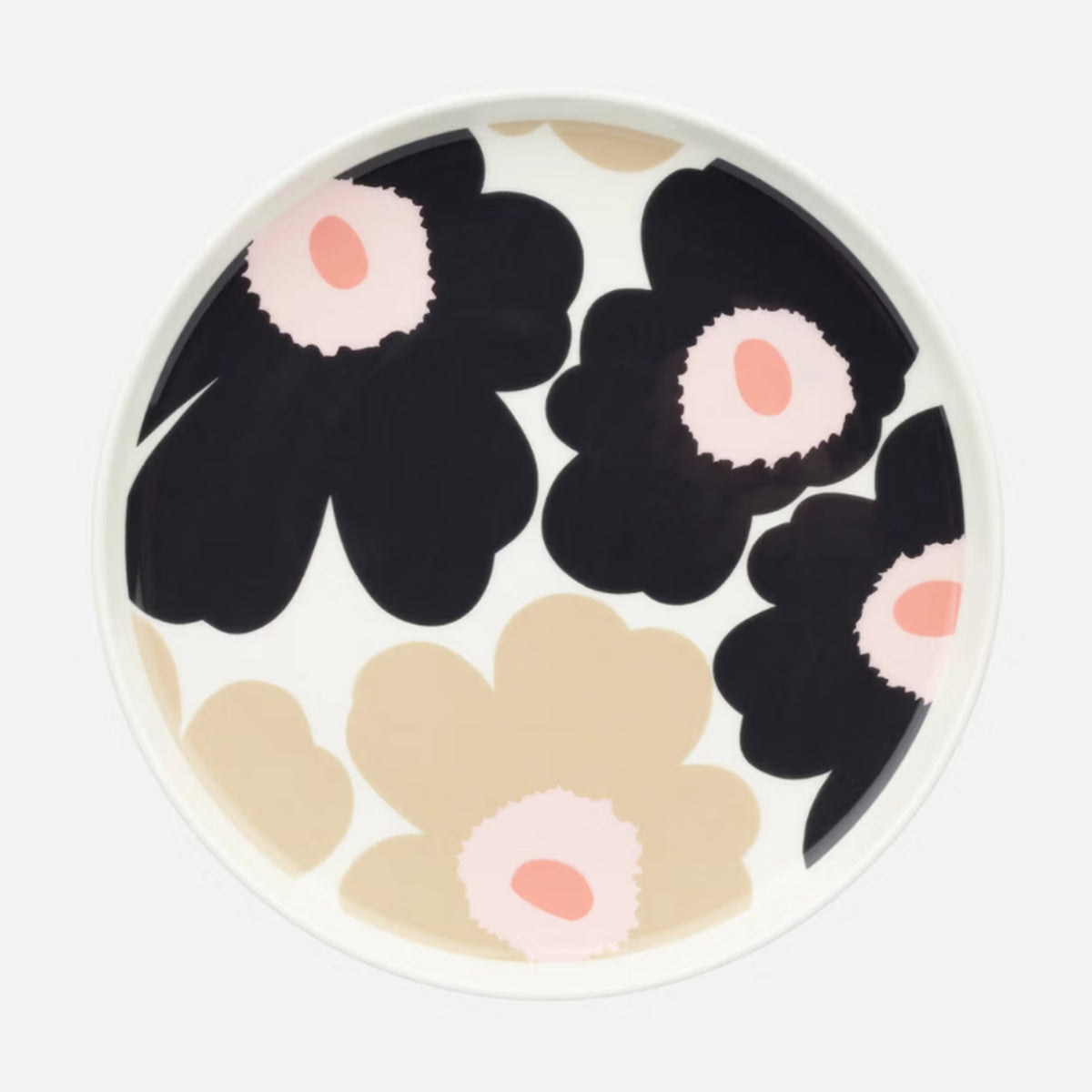 Oiva Unikko Plate 20cm, Charcoal & Pink