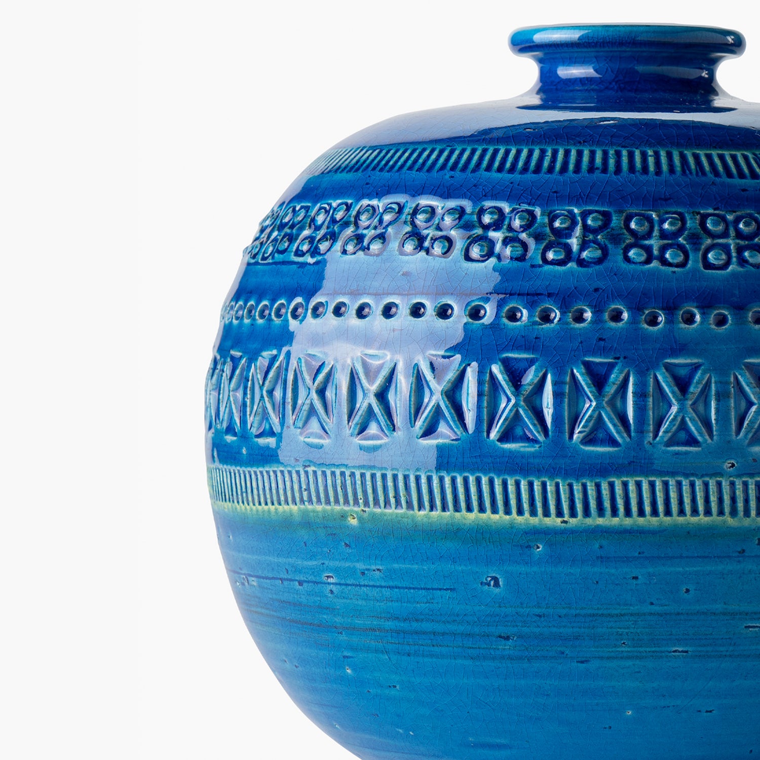 Rare SARDELLI Italy Blue Vase 30cm 希少 青 Ball Vase, Rimini Blu by Bitossi Ceramiche, Aldo Londi – ARIA