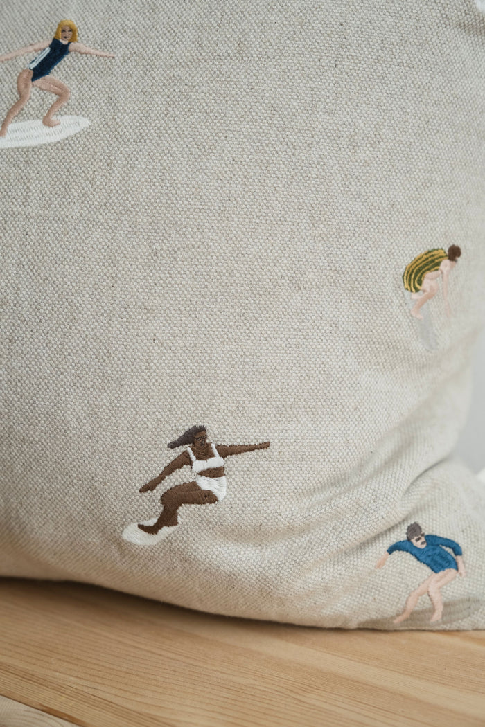 Surfers Embroidered Cushion