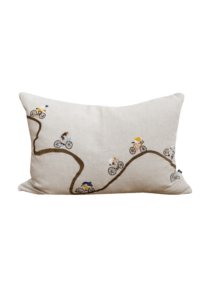 Cyclists Embroided Cushion