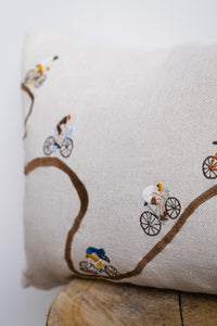 Cyclists Embroided Cushion
