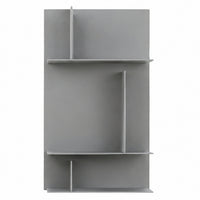 The Kristalia Avenue Library Shelving 96cm is a modern, minimalist gray wall shelf with an abstract geometric design featuring vertical and horizontal panels for multiple compartments.