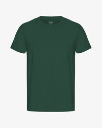The Unisex Classic Organic T-Shirt in emerald green features a plain, short-sleeve crew-neck design made from sustainable cotton, shown on a white background.