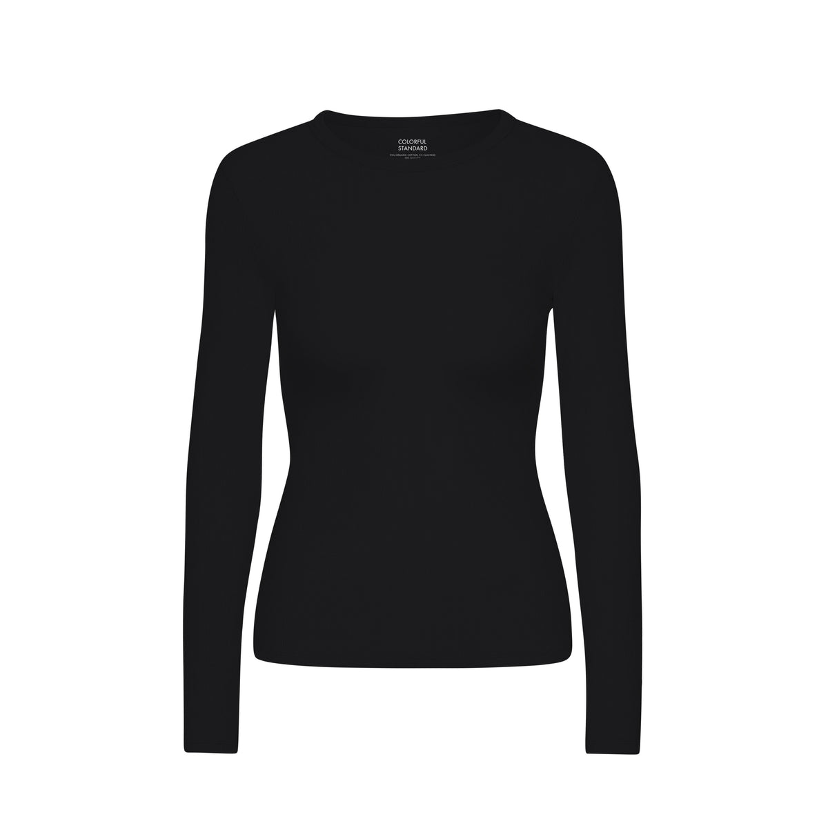 Women's Ribbed Long-Sleeve T-Shirt, Deep Black
