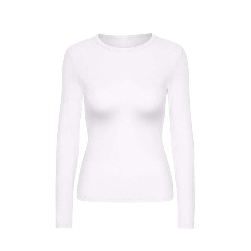Women's Ribbed Long-Sleeve T-Shirt, Optical White