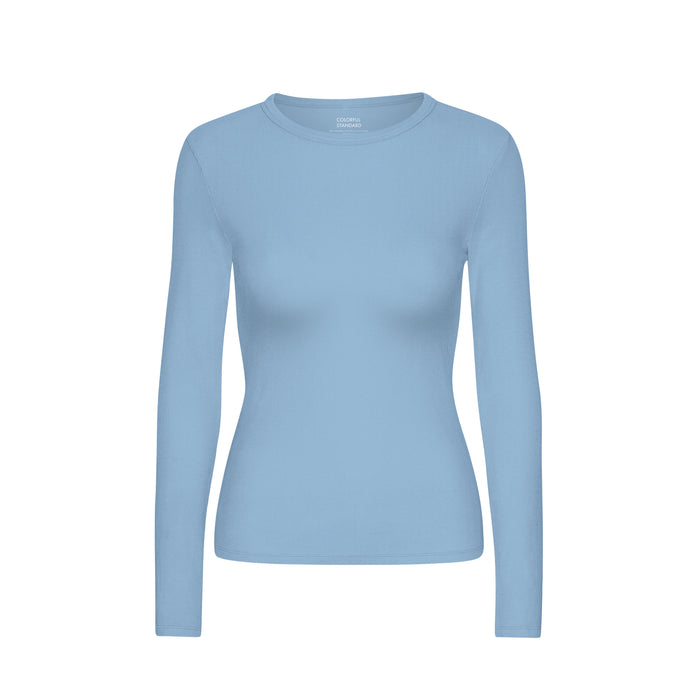Women's Ribbed Long-Sleeve T-Shirt, Seaside Blue