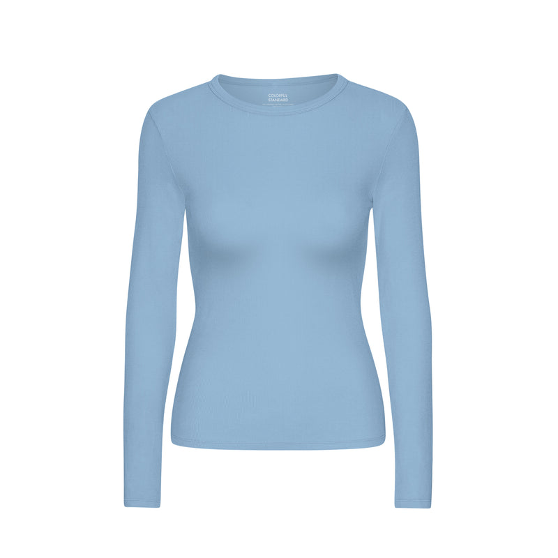 Women's Ribbed Long-Sleeve T-Shirt, Seaside Blue