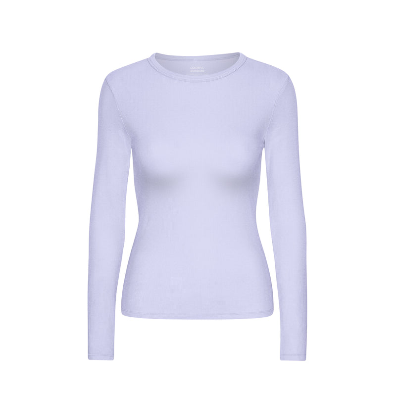 Women's Ribbed Long-Sleeve T-Shirt, Soft Lavender