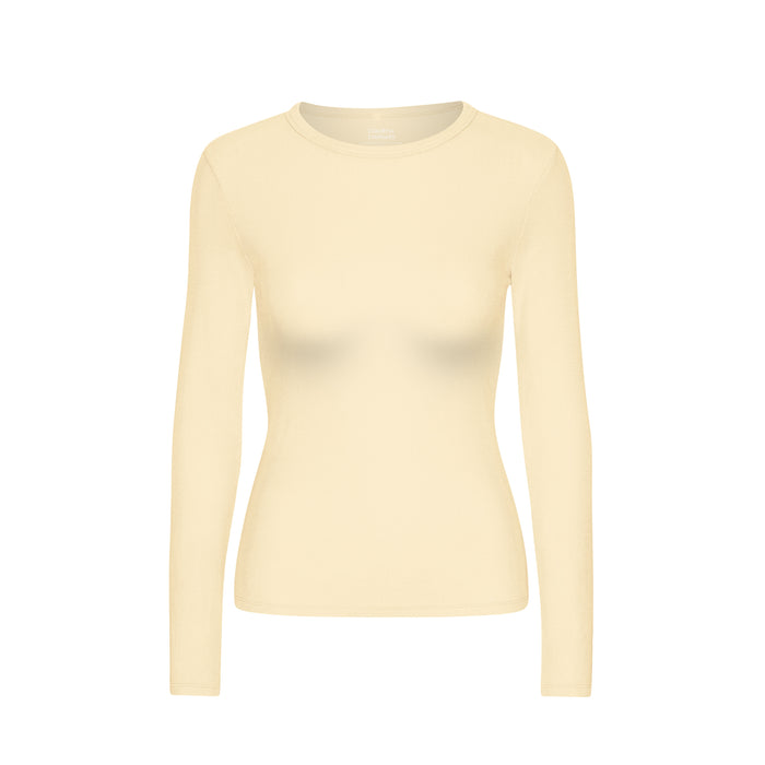 Women's Ribbed Long-Sleeve T-Shirt, Soft Yellow