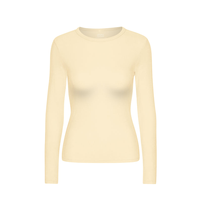 Women's Ribbed Long-Sleeve T-Shirt, Soft Yellow