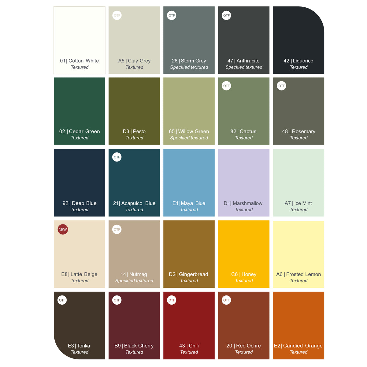 A Fermob color chart shows 24 labeled paint swatches for the Bellevie Outdoor Bench with Backrest, noting texture. Colors include whites, greys, greens, blues, browns, yellows, reds, and orange—perfect for weatherproof garden furniture.