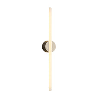 A modern vertical wall sconce, the Kilter Wall Light 640mm by Tala, features a cylindrical frosted borosilicate glass light tube mounted on a round metallic base against a white background—perfect for contemporary vanity lighting applications.