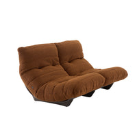 Plush, textured brown Ligne Roset Marsala Medium Sofa in Parade fabric, featuring a low-profile two-seater design with a dark base.