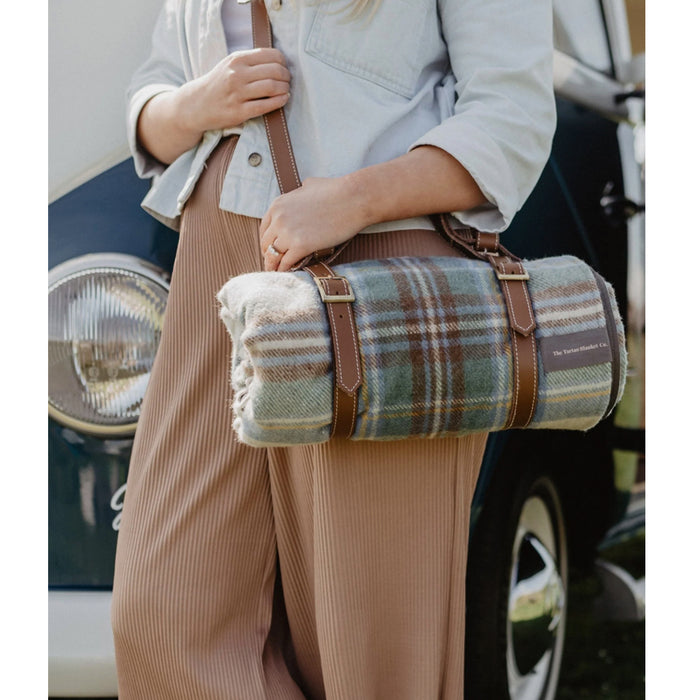 Picnic Blanket, Stewart Muted Blue Tartan
