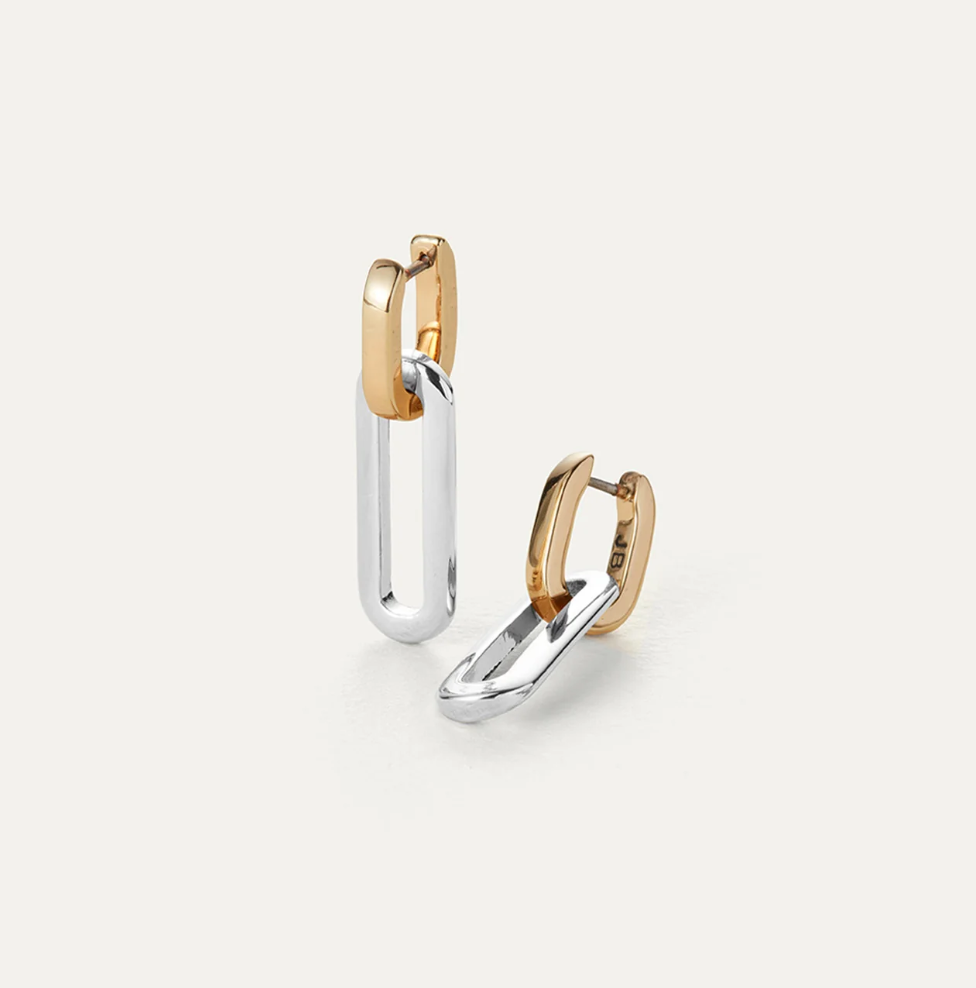 Teeni Detachable Link Earrings, Two Tone