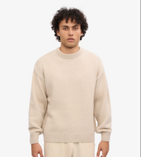 Oversized Merino Wool Crewneck Sweater, Ivory White
