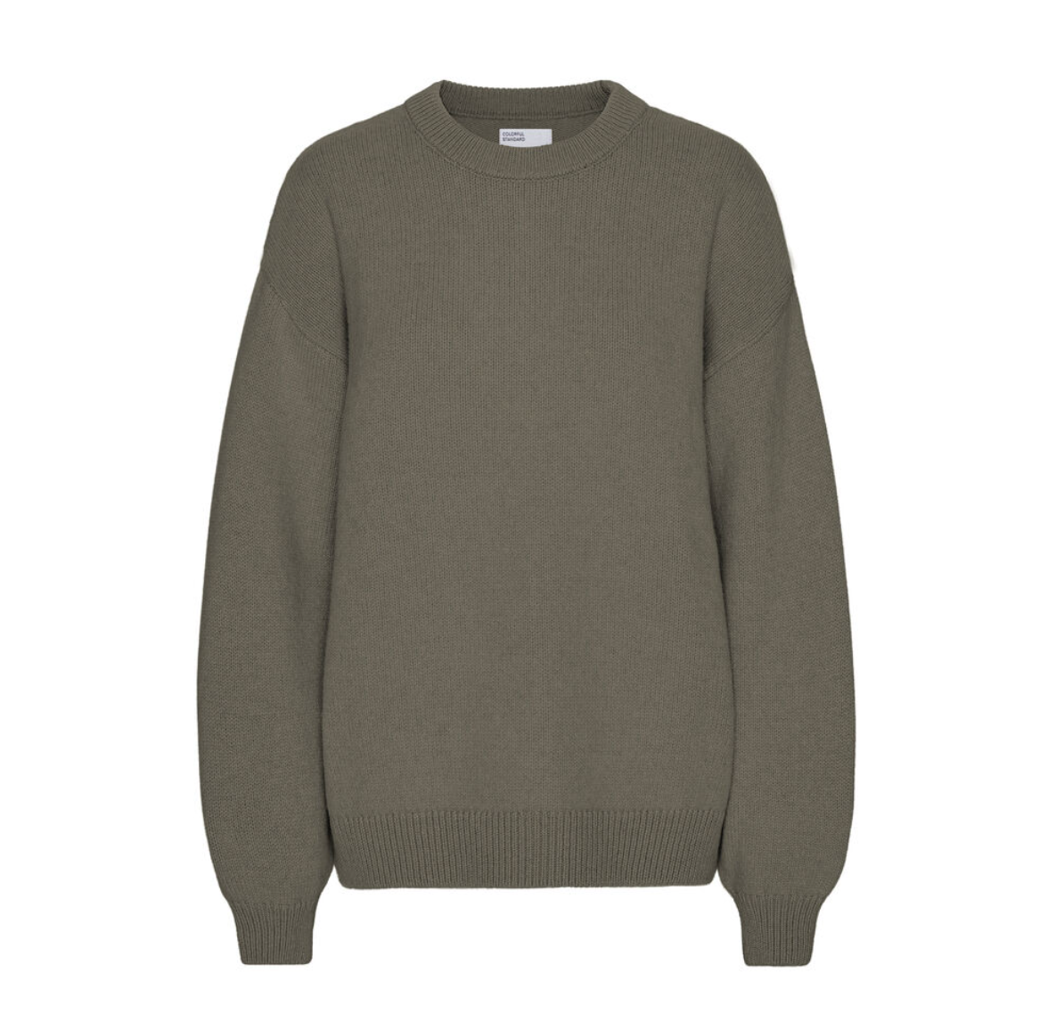 Oversized Merino Wool Crewneck Sweater, Dusty Olive