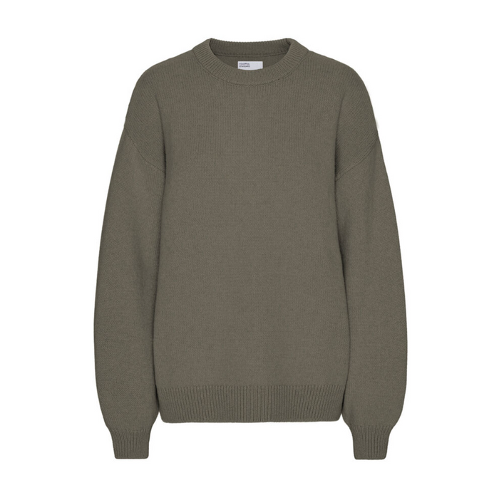 Oversized Merino Wool Crewneck Sweater, Dusty Olive