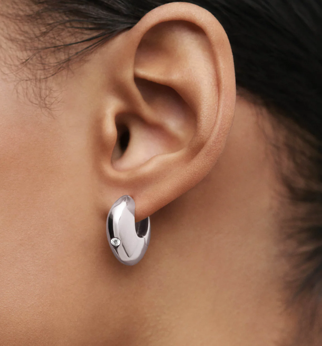 Wave Silver Hoop Earrings