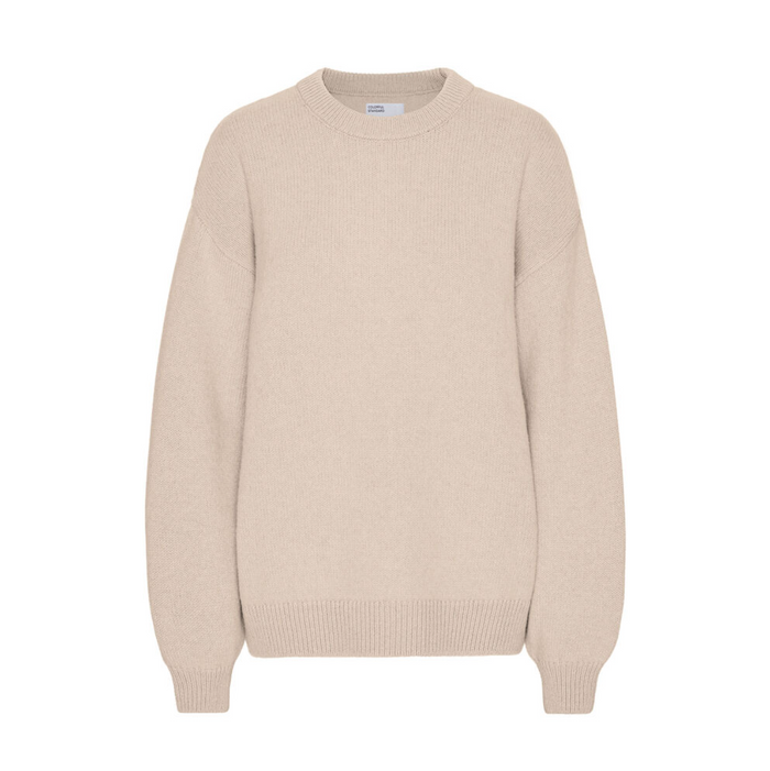 Oversized Merino Wool Crewneck Sweater, Ivory White