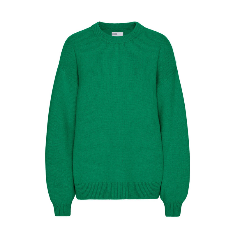 Oversized Merino Wool Crewneck Sweater, Kelly Green