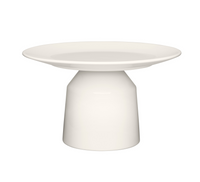 The Solare Serving Tray, a white ceramic cake stand with a wide flat top and cylindrical base, is displayed on a plain white background.
