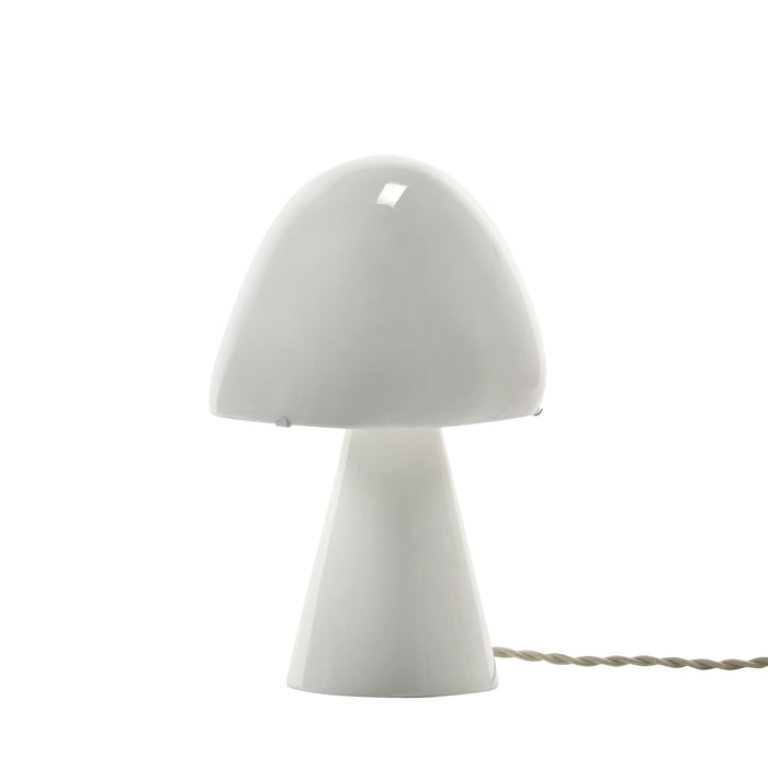 The Serax Joe n°2 table lamp is a mushroom-shaped white light featuring a wide, rounded shade and a tapered base.