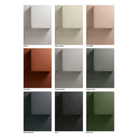 Nine 3D cubes in a range of matte finishes—Bianco, Grigio Sabbia, Conchiglia, Terracotta, Grigio Alluminio, Grigio Londra, Grigio Antracite, Nero, and Verde Oliva—make up the Avenue Library Shelving H96cm by Kristalia. Perfect for designing a contemporary bookcase or modular bookshelf that brings both style and versatility to your space.
