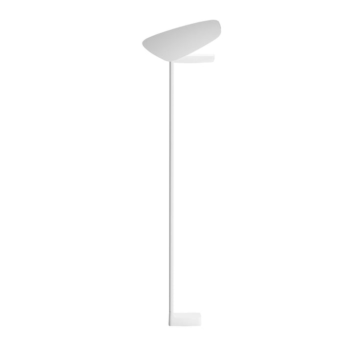 Minimalist white Ex-Display Lightwing Floor Light by Foscarini, featuring a thin vertical stem and a wide, wing-shaped shade.