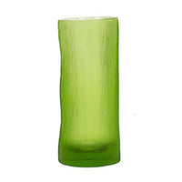 The Tube Vase, Light Green by Guaxs is a tall, cylindrical vase handcrafted in Germany from mouth-blown glass. Its subtly uneven surface and base highlight artisanal quality, shown upright against a plain white background.