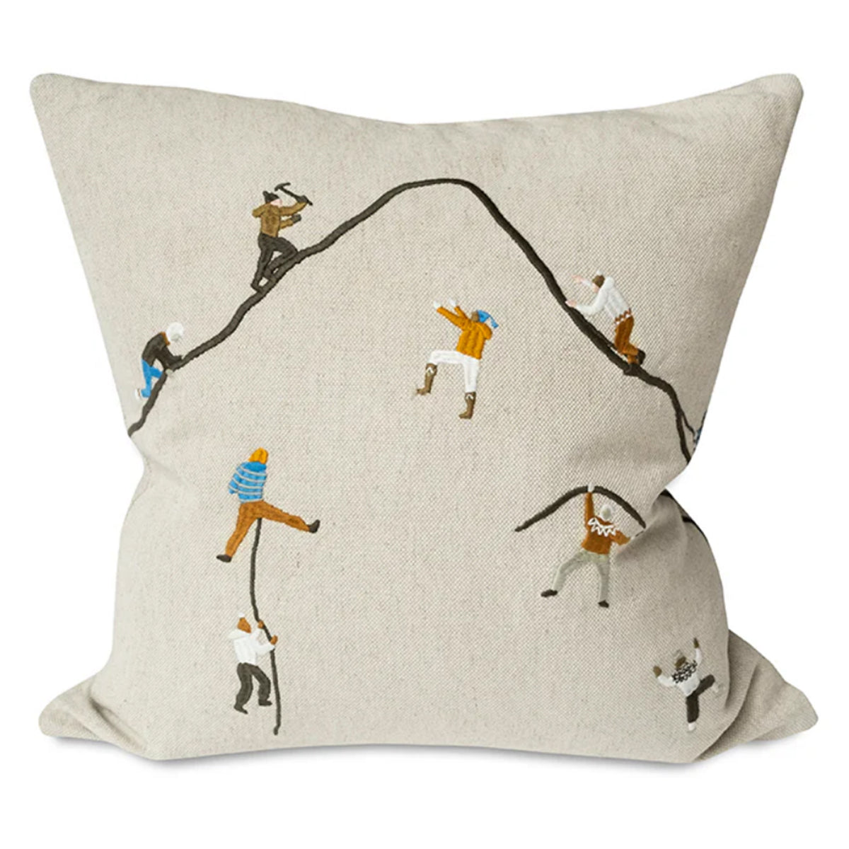 Mountain Climbers Embroidered Cushion 48cm