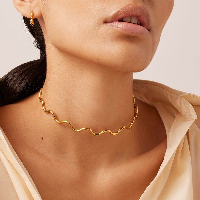 Squiggle Choker, Gold